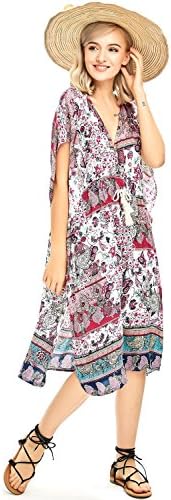 V Neck Caftan Kaftan Dress For Women Split Side Beach Summer Dress Cover-UPS Plus