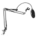Neewer NB-35 Black Microphone Suspension Boom Scissor Arm Stand with Mic Clip Holder and Table Mounting Clamp & NW(B-3) Black Pop Filter Windscreen Mask Shield with Stand Clip Kit