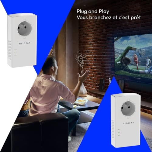 NETGEAR PLP2000-100FRS, Powerline 2000 Mbps with 2 Ethernet Ports, Powerline Fibre Socket Ideal for Internet Anywhere in the Home and Enjoy Multi-TV Service, Compatible with All Internet Boxes