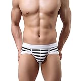 Voberry® Men's Sexy Stripe Boxer Briefs Cotton Underwear shorts Soft Underpants (XL, A)