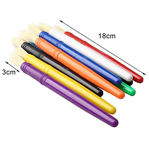 WODE Shop 11 Pieces Artist Paint Brushes Set, 10 Pieces Children Tempera Paint Brush with 1 Paint Tray Palette Plastic Hog Bristle Brushes for Watercolor Oil Acrylic Painting Students Kids Beginners
