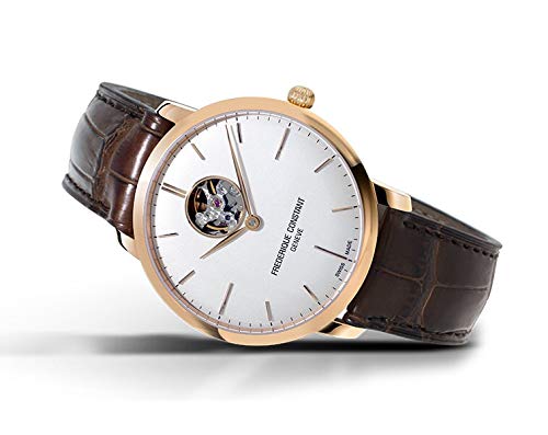 Frederique Constant Men's FC-312V4S4 Slim Line Analog Display Swiss Automatic Brown Watch