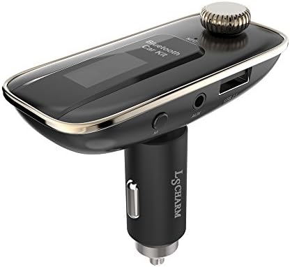 LSCHARM Car Kit-Wireless FM Transmitter Smart USB Charger Bluetooth Mp3 Music Hands-Free Calling NFC SD Card 5V/2.1A Charger Support USB Flash Driver and Micro SD Card AUX Input