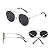 JIM HALO Small Polarized Round Sunglasses for Women Vintage Double Bridge Frame (Gold Frame/Polarized Grey Lens)