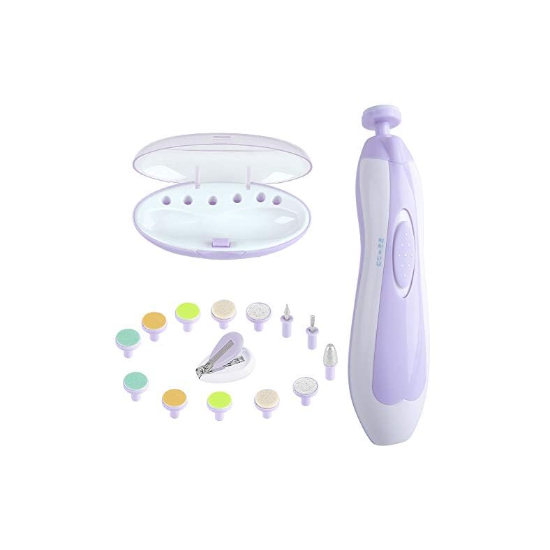 Baby Nail File, Electric Nail Trimmer Clippers Manicure Set, Safe Toe Fingernails Care Polish Trim Nail Kit with Led…