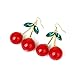 Qpower 1 Pair Women Fashion Cherry Drop Dangles Rhinestone Ear Studs Earrings