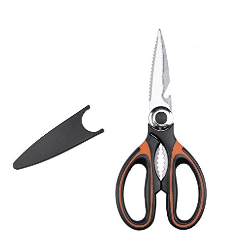 Kitchen Shears, Beyetori Heavy Duty Scissors Dishwasher Safe Ultra Sharp Multipurpose (orange)