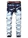 TUNGLUNG Men's Straight Slim Fit Motorcylce Jeans with Holes (W36, 6612 Blue)