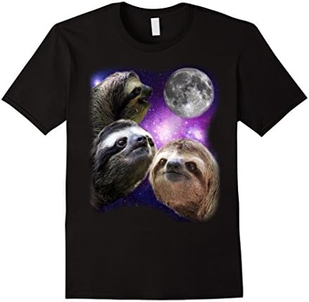 Mens Sloth Shirt - Three Wolves Moon Parody Meme Shirt Large Black