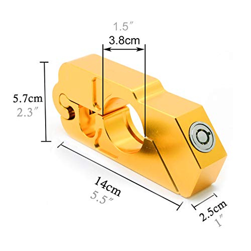 Soosee Motorcycle Lock - Universal Â alloy CNC Motorcycle Handle Throttle Grip Security Lock with 2 Keys to Secure a Bike, Scooter, Moped or ATV in Under 5 Seconds (Gold)
