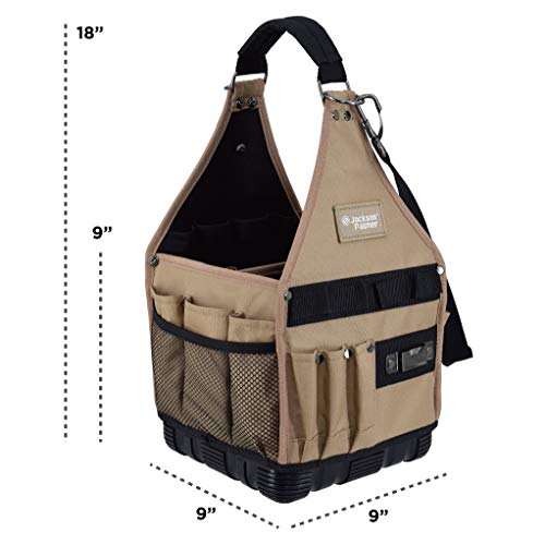 Jackson Palmer Medium 9" Tool Tote Carrier, 27 Pockets (Electrical and Maintenance Tool Bag)