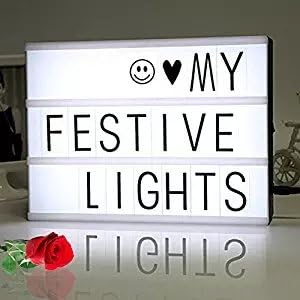 Free Combination Cinematic Light Box with Letters and LED Light 90 black Letters