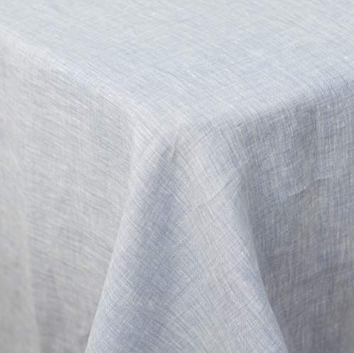 DAPU Pure Stone Washed Linen Sheets Set 100% French Natural Linen European Flax (King, Summer Sky, Flat, Fitted and 2 Pillowcases)