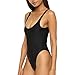 Dixperfect Women's Retro 80s/90s Inspired High Cut One Piece Swimwear Bathing Suit (XL, Black)