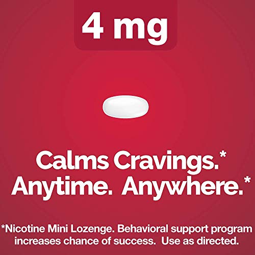 Basic Care Mini Nicotine Polacrilex Lozenge 4 mg (nicotine), Cherry Ice Flavor, Stop Smoking Aid, 27 Count