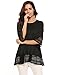 Soteer Womens Casual 3 4 Sleeve Loose Fitting Blouse Cute Lace Babydoll Tops T shirts