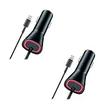 Two Pack of Apple iPhone 7 7 Plus 6 6S 6+ 6S+ SE 5 5S New Rapid Fast Car Charger - 5 Foot Coiled Cord 5v / 2.4 Amp - Black - Red