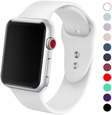 Yimzen Soft Silicone Sport iWatch Band Strap for Apple Watch Series 3 2 1 Sport &amp; Edition 38mm M/L White