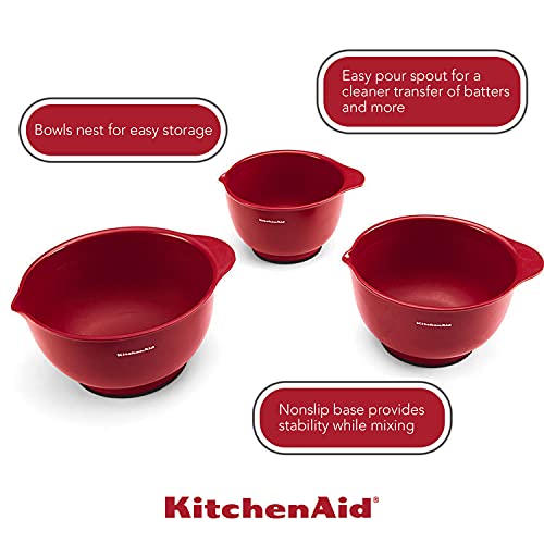 KitchenAid Classic Mixing Bowls, Set of 3, Empire Red, 2 quarts