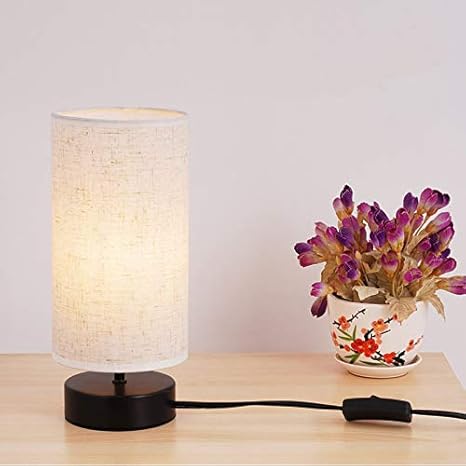 Bedside Table Lamp Minimalist Solid Wood Table Lamp Bedside Desk Lamp Nightstand Lamp With Fabric Shade Table Light For Bedroom Dresser Living Room Kid Room College Dorm Coffee Table Bookcase Round Table Lamps