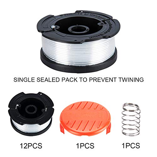 TRIMGRACE Line String Trimmer Replacement Spool, Suitable for Black+Decker String Trimmer, 14 Pack (12/30ft 0.065" Replacement Line Spool, 1 Trimmer Cap Cover and 1 Spring) - Thumbnail 4