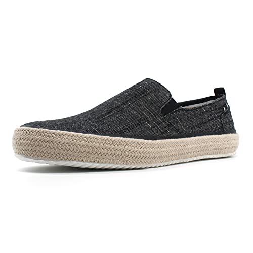 Gogfreg Men's Espadrille Slip On Flat LoaferFor Men Black US 11