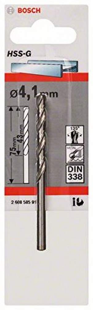 Bosch Professional 1x Metal drill bits HSS-G DIN 338 (for metal, Ø 4.1 x 43 x 75 mm, Accessory Drill Driver)