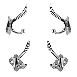BEIYI Double Robe Hook Stainless Steel Chrome Plated Pack of 4 (Chrome Feather Style)
