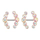 BODYA Nipple Ring Bars Double CZ Crystal Curved Arrow Body Piercing Jewelry Nipplerigns Pair 14G