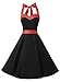 DRESSTELLS Vintage 1950s Cocktail Dress for Women, 50s 60s Retro Pinup Formal Wedding Guest Tea Party Halter Rockabilly Audrey Hepburn Swing Dress Black 2XL