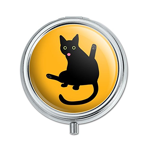 Black Cat Lifting Leg and Licking Pill Case Trinket Gift Box