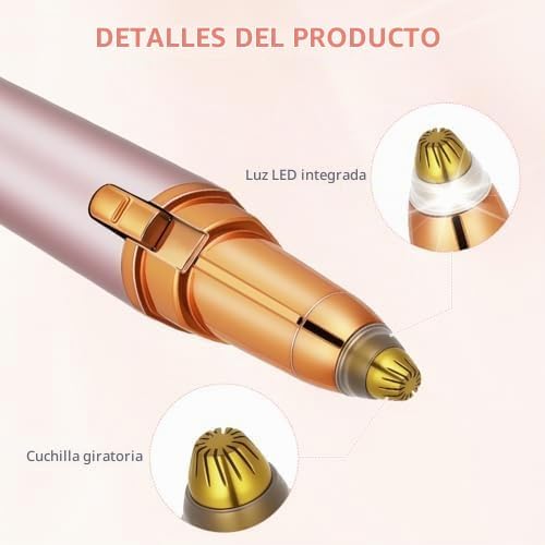 Depiladora Facial Mujer, Eléctrica Depiladora Cejas Portátil,Oro rosa — foto 3 de 8