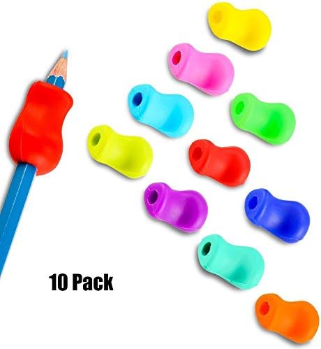 IHRKleid Silicone Pen Grips Handle Holder Pencil Pen Holder Pack of 10 Ergonomic Grip for Right-handed and Left-Handed Users Random Colours