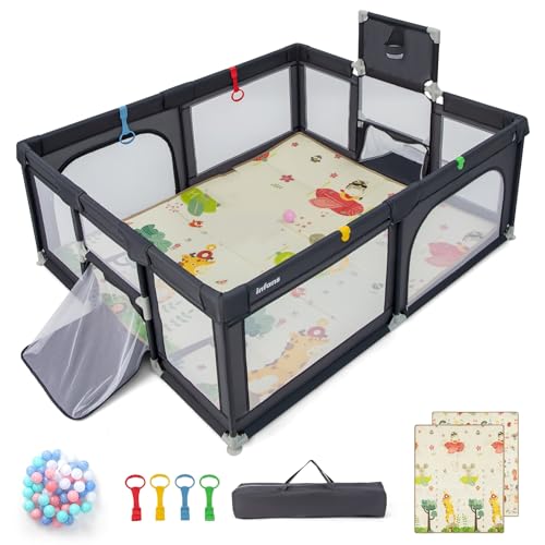 INFANS Baby Playpen, 74” x 62” Extra Large Baby Play Yard with Crawling Mat, 50…