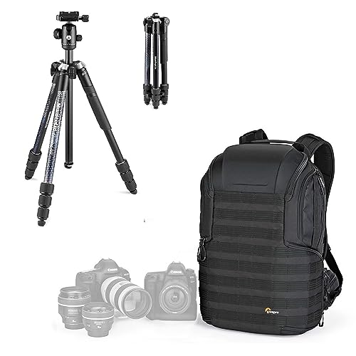 Manfrotto Element MII Aluminum Ball Head Travel Tripod for Compact Cameras, CSC, DSLR, and Lowerpro ProTactic 450AW II for Professional Cameras, Drones, Content Creation, Vlogging