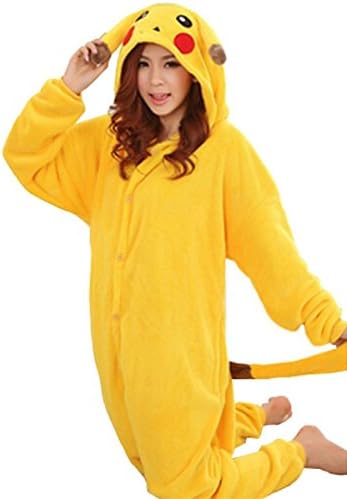 WOWcucos Unisex Adult Pikachu Onesies Animal Cosplay Costume Halloween Xmas Pajamas---S