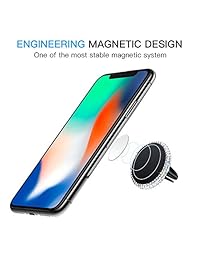 SAVORI Soporte magnético para coche, universal, con cristales brillantes, universal, para ventilación de aire, para salpicadero, teléfono móvil, soporte para Samsung Galaxy, iPhone X y más