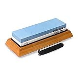 Donyer Power Whetstone Knife Sharpening Stone Kit 1000/6000 Grit Premium Knife Sharpener with Non-Slip Bamboo Base and Free Angle Guide.