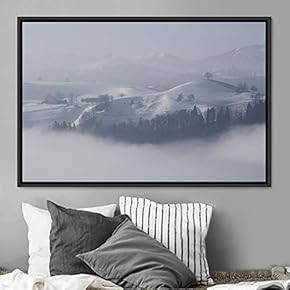signwin Framed Canvas Wall Art Foggy Mountains Aerial...