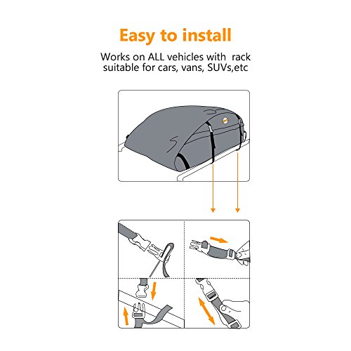 adakiit Car Roof Bag Top Carrier Cargo Storage Rooftop Luggage Waterproof Soft Box Luggage Outdoor Water Resistant for Car with Racks,Travel Touring,Cars,Vans, Suvs (Upgrade 15 Cubic feet) - Thumbnail 6