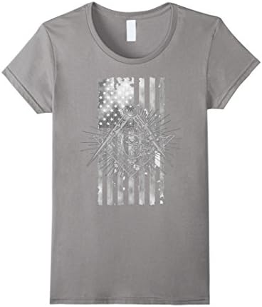 Womens Freemason: Patriotic Mason American Flag   XL Slate