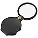 Nydotd 6X Mini Pocket Magnifying Glass Folding Magnifier Loupe with Rotating Protective Holster Leather Pouch for Reading, Science Class, Hobby (Black, 60mm/2.4