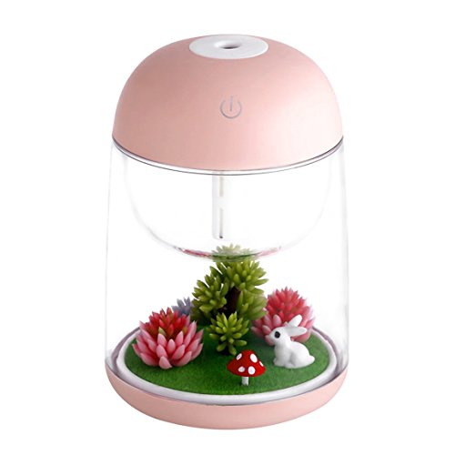 Micro Oil Diffuser Cool Mist Humidifier, House Room Mini Air Humidifiers for Baby Bedroom - Various Night Lights (Pink)