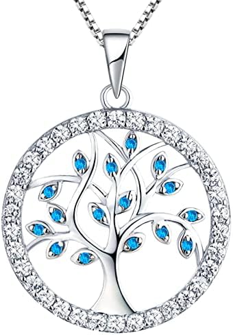 MATERIA Women's Tree Of Life Pendant – 925 Sterling Silver – Celtic Round Design