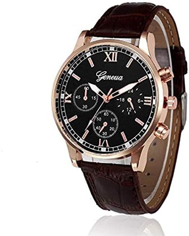 Fashion Clearance Watch! Noopvan Mens Quartz Watch,Unique Analog Business Casual Fashion Wristwatch,Cheap Watches with Round Dial Case,Comfortable PU Leather Band-W12 (Brown B)