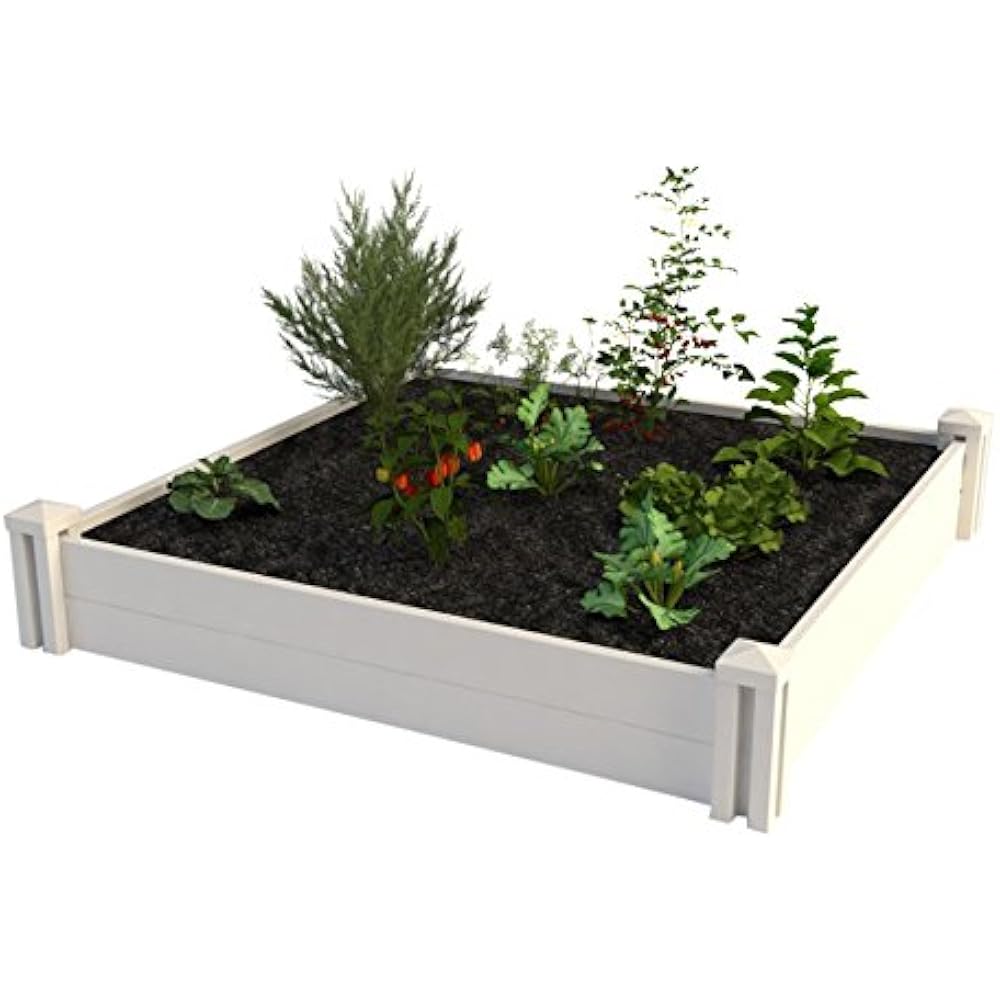 Vita Gardens VT17108 4X4 Vinyl Raised X 4ft Modular Bed, 11" H, White