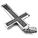INBLUE Men's Stainless Steel Pendant Necklace Cross -with 23 Inch Chain (B1: Black)