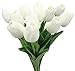 StillCool Artificial Flowers Tulip 12pc/Set Pu Stunning Holland Mini Tulip Real Touch Wedding Flower Artificial Flowers Latex Plants for Party Home Hotel Event Decoration (White)