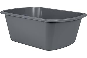 VAKLY Wash Basins – Rectangular Plastic Hospital Bedside Soaking Tub - Small 7 Qt Graduated Bucket - Portable Washbasin for Washing, Cleaning, Foot Bath, Dishes, Face Cleansing Bowl -13.25 x 10 x 4.5 Inches