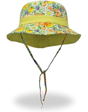 Kids Reversible Adjustable Floral Sun Hat UPF 50+ Wide Brim Bucket hat Outdoor Cap